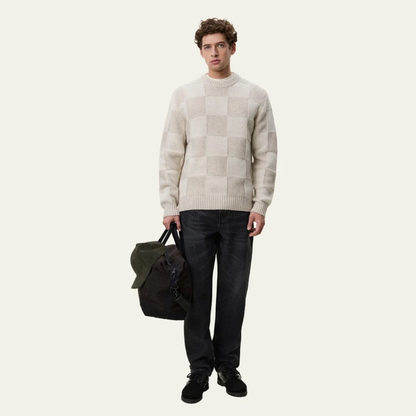 LES DEUX || CHECK KNIT EGGNOG WHITE MEN
