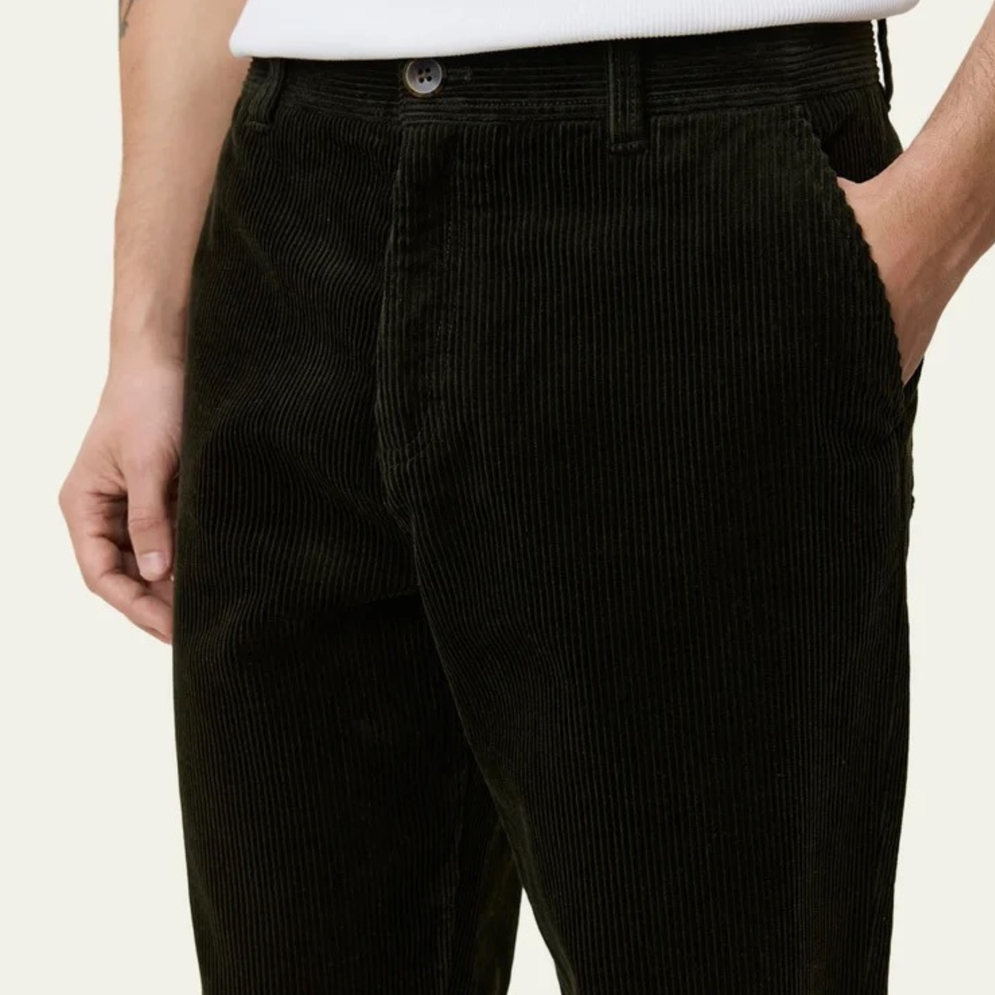 LES DEUX || CORDUROY TAPERED PANTS ROSIN GREEN MEN