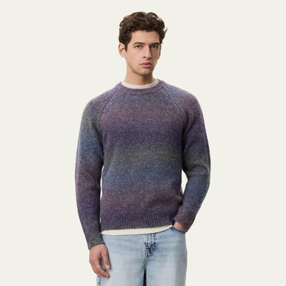 LES DEUX || GRADIENT ROUNDNECK KNIT SPICED PLUM PURPLE MEN