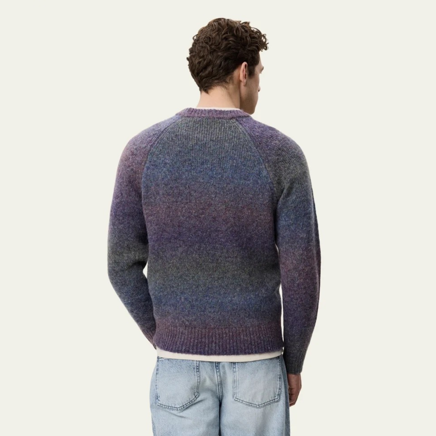 LES DEUX || GRADIENT ROUNDNECK KNIT SPICED PLUM PURPLE MEN