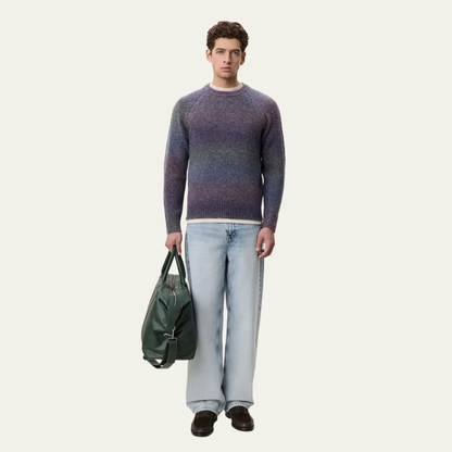 LES DEUX || GRADIENT ROUNDNECK KNIT SPICED PLUM PURPLE MEN