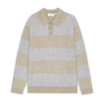 LES DEUX || STRIPED MELANGE KNITTED POLO