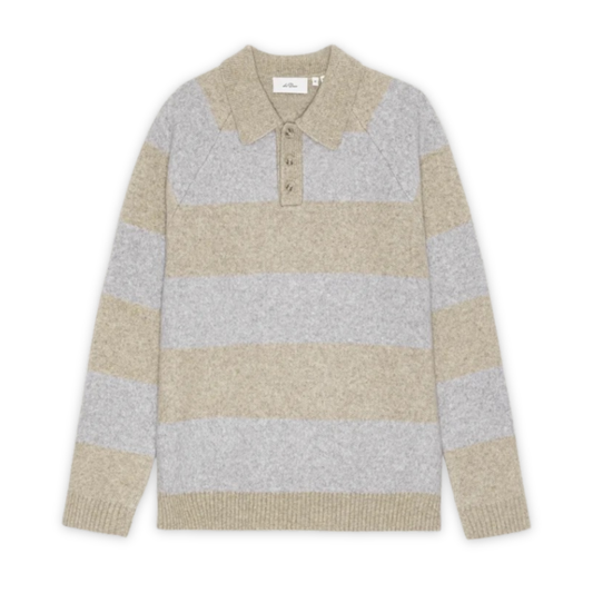 LES DEUX || STRIPED MELANGE KNITTED POLO