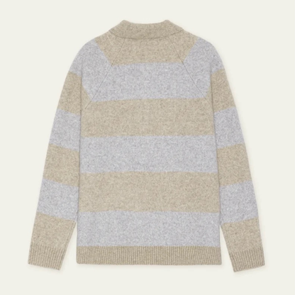 LES DEUX || STRIPED MELANGE KNITTED POLO