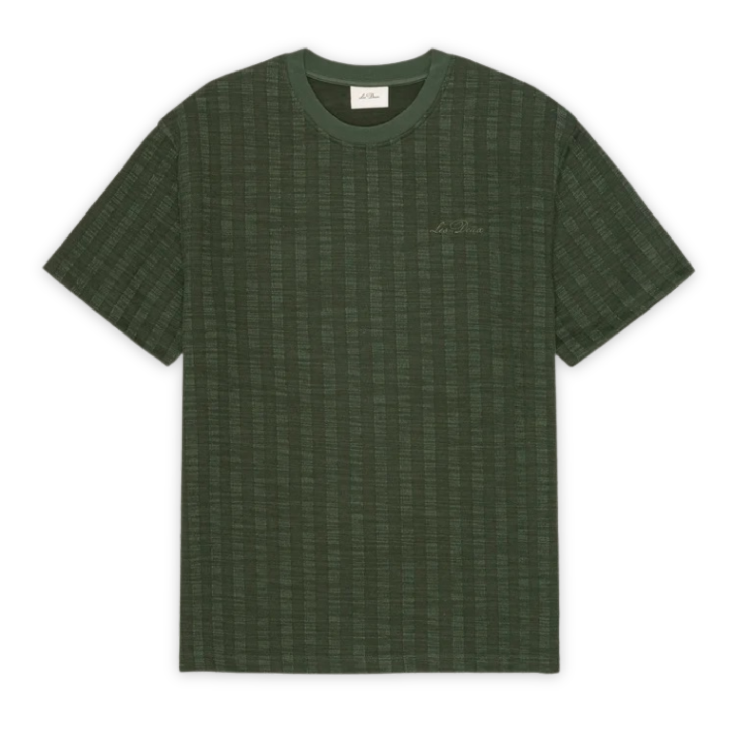 LES DEUX || STRIPE JACQUARD T-SHIRT ROSIN GREEN MEN