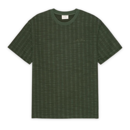 LES DEUX || STRIPE JACQUARD T-SHIRT ROSIN GREEN MEN