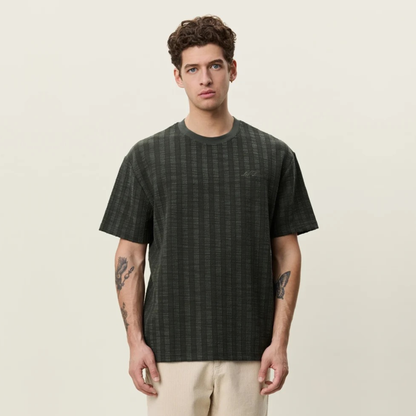 LES DEUX || STRIPE JACQUARD T-SHIRT ROSIN GREEN MEN