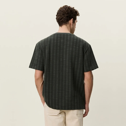 LES DEUX || STRIPE JACQUARD T-SHIRT ROSIN GREEN MEN