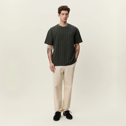 LES DEUX || STRIPE JACQUARD T-SHIRT ROSIN GREEN MEN