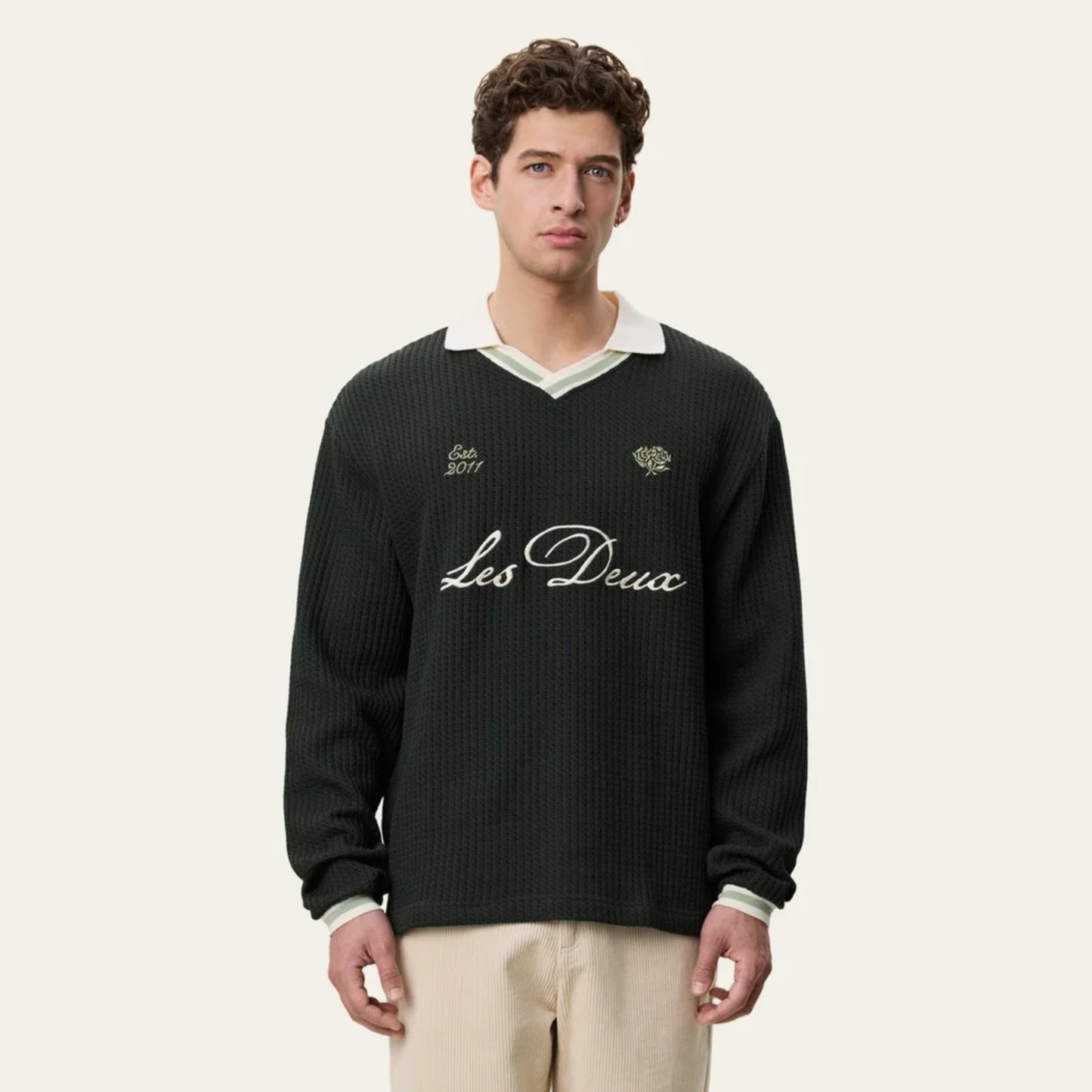LES DEUX || WAFFLE LS FOOTBALL JERSEY ROSIN GREEN