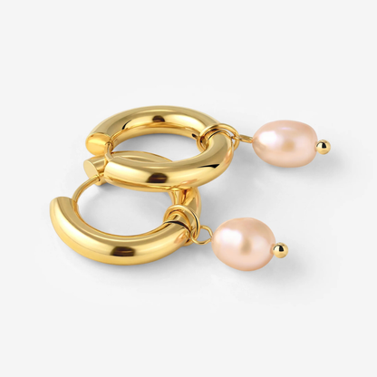 LUAMAYA || CHUNKY PERLA ROSA HOOP SET MEDIUM GOLD