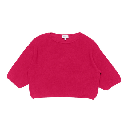 MAZINE || FINE KNIT JUMPER HALF SLEEVE MAGENTA PINK