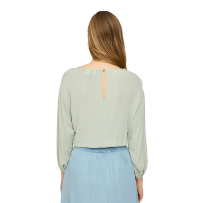 MAZINE II CRINKLE WIDE SLEEVE BLOUSE MISTY JADE