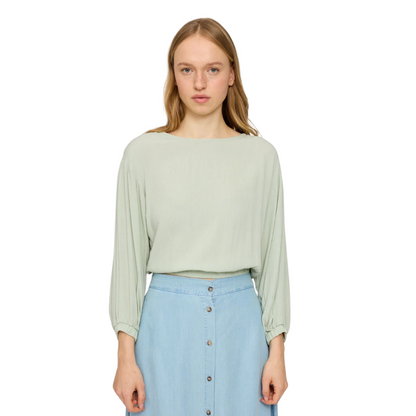 MAZINE II CRINKLE WIDE SLEEVE BLOUSE MISTY JADE