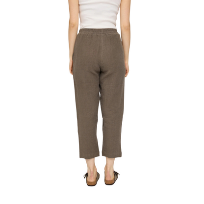 MAZINE II STRAIGHT LEG LINEN PANTS OLIVE BROWN