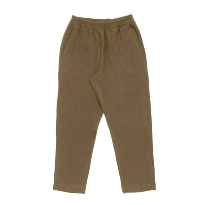 MAZINE II STRAIGHT LEG LINEN PANTS OLIVE BROWN