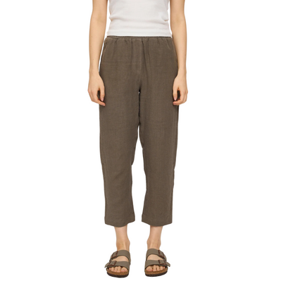 MAZINE II STRAIGHT LEG LINEN PANTS OLIVE BROWN