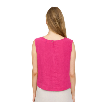 MAZINE || SLEEVELESS LINEN TOP FUCHSIA