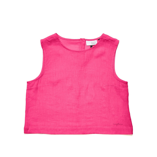 MAZINE || SLEEVELESS LINEN TOP FUCHSIA