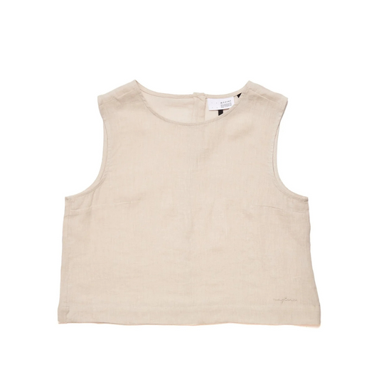 MAZINE || SLEEVELESS LINEN TOP MOON