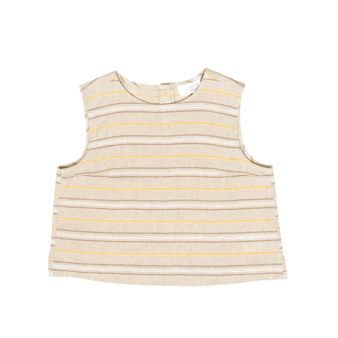 MAZINE || STRIPED LINEN- MIX TOP MOON MULTICOLOR