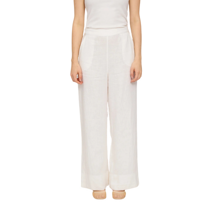 MAZINE || WIDE LEG LINEN PANTS BRIGHT WHITE