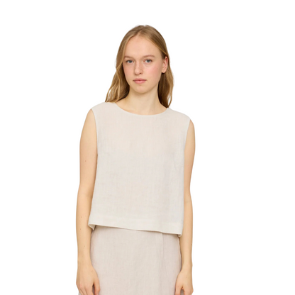 MAZINE || SLEEVELESS LINEN TOP MOON
