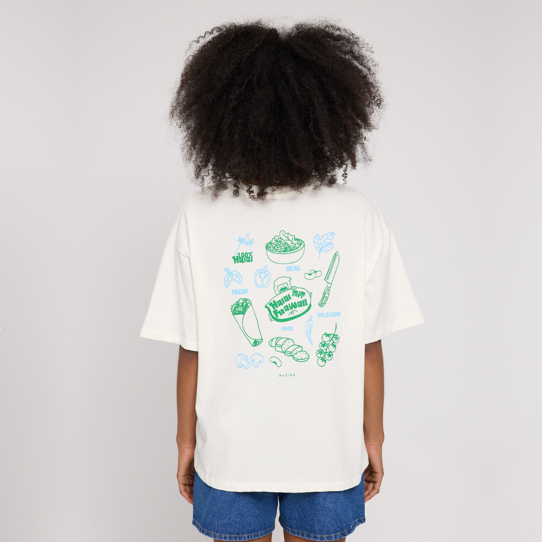 MAZINE || WOMANS BACK PRINT T-SHIRT OFFWHITE HALAL