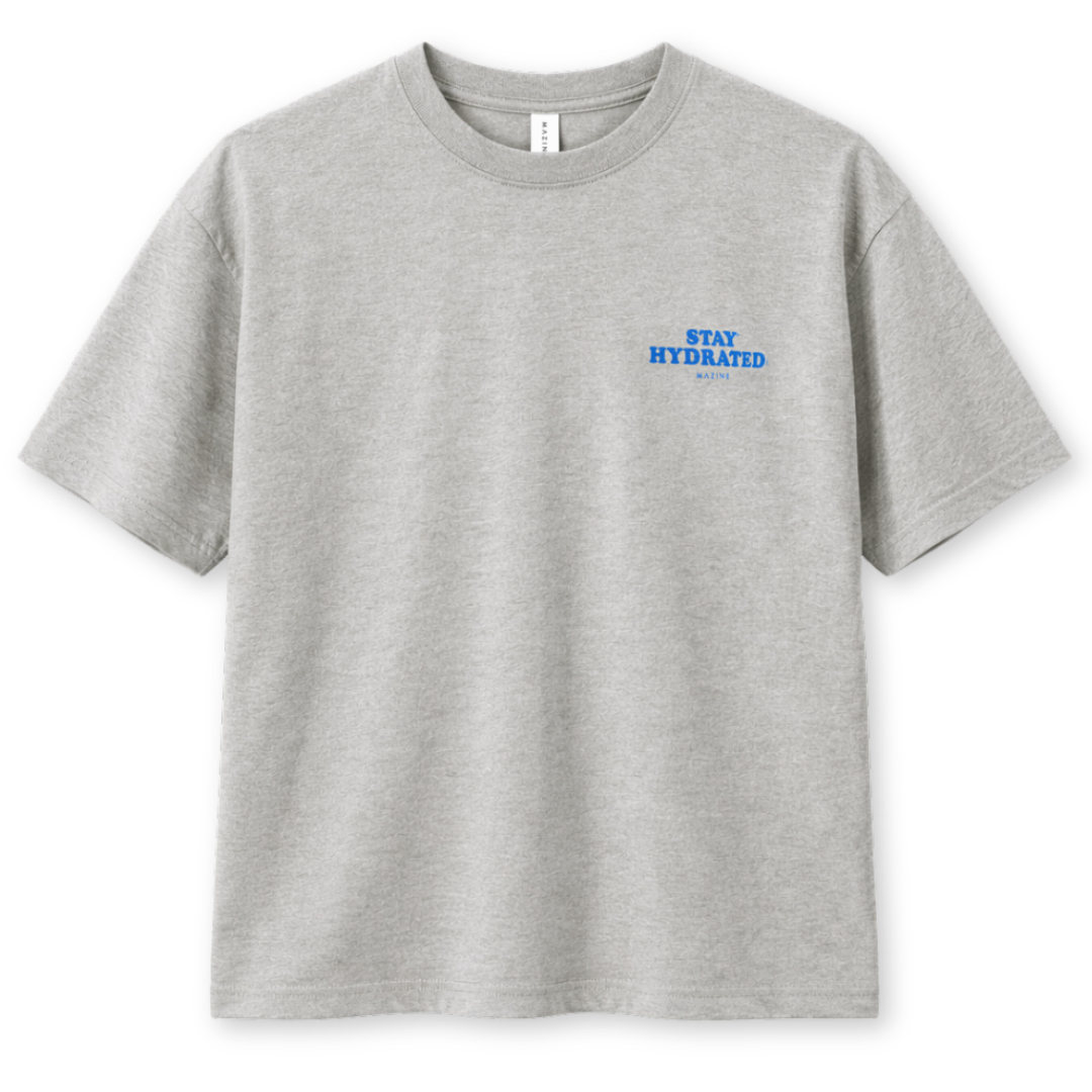 MAZINE || MENS BACK PRINT THEME T-SHIRT LIGHT GREY MEL