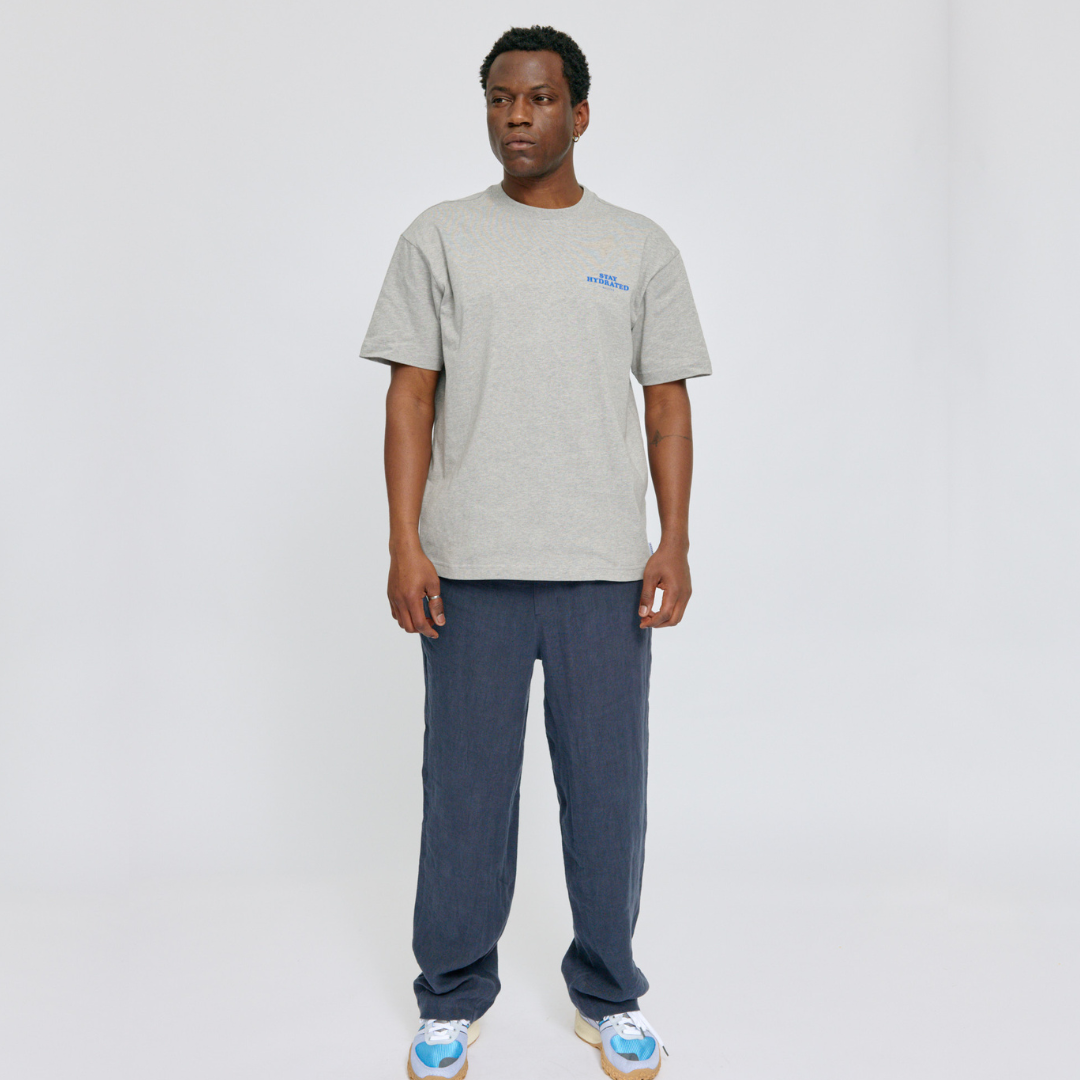 MAZINE || MENS BACK PRINT THEME T-SHIRT LIGHT GREY MEL
