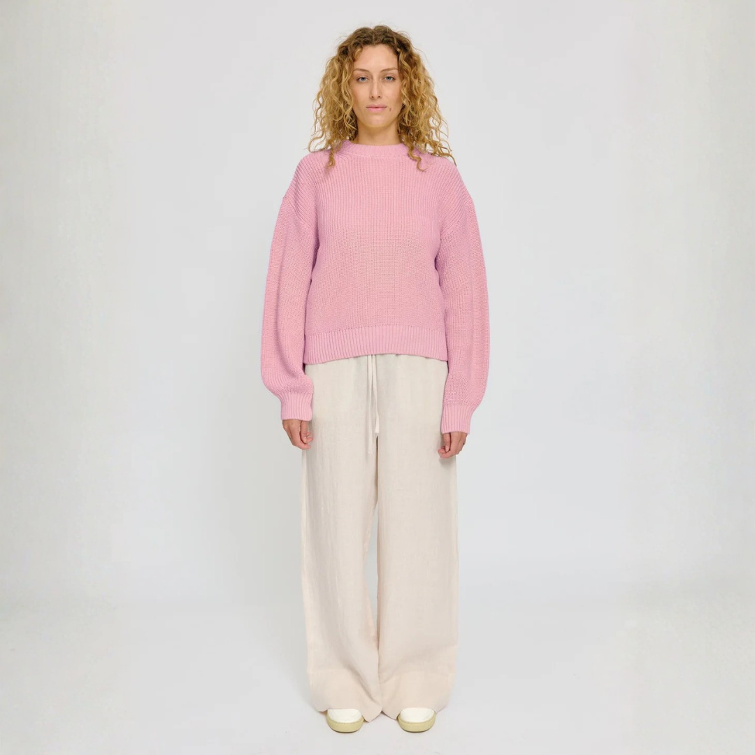 MAZINE || CHUNKY KNIT CREW NECK JUMPER BLOSSOM PINK