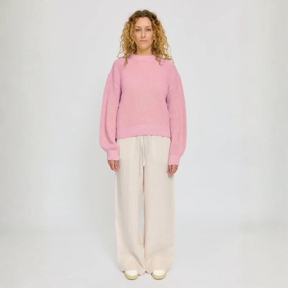 MAZINE || CHUNKY KNIT CREW NECK JUMPER BLOSSOM PINK