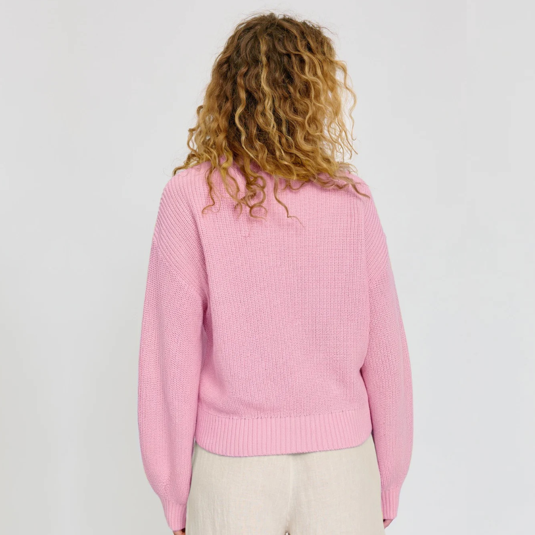 MAZINE || CHUNKY KNIT CREW NECK JUMPER BLOSSOM PINK