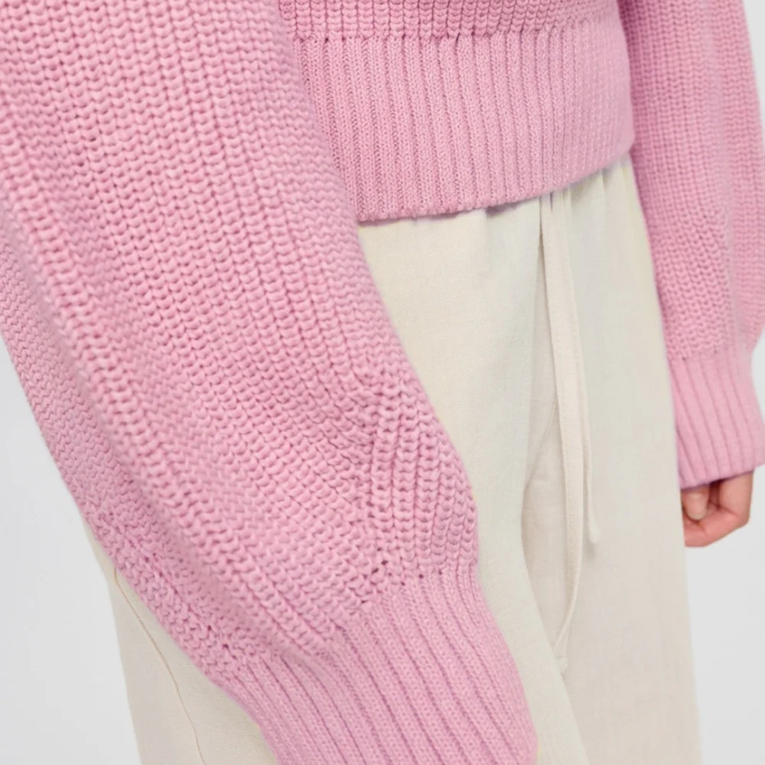 MAZINE || CHUNKY KNIT CREW NECK JUMPER BLOSSOM PINK
