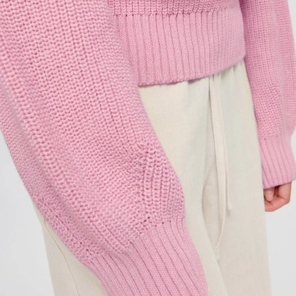 MAZINE || CHUNKY KNIT CREW NECK JUMPER BLOSSOM PINK