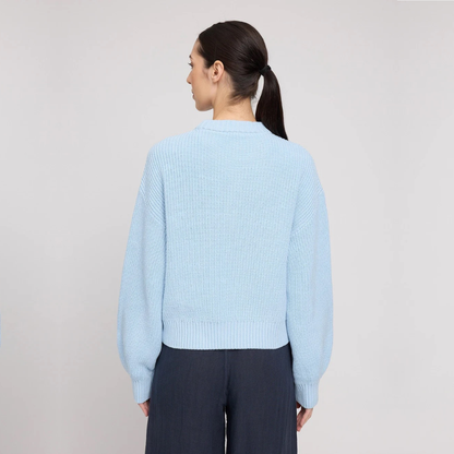 MAZINE || CHUNKY KNIT CREW NECK JUMPER DREAM BLUE DAMEN