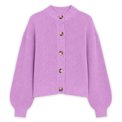 MAZINE || CREW NECK KNIT CARDIGAN WOMEN GRAPE PINK