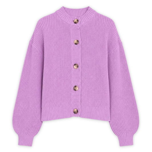 MAZINE || CREW NECK KNIT CARDIGAN WOMEN GRAPE PINK