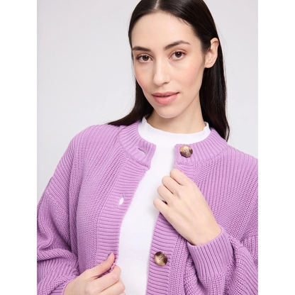 MAZINE || CREW NECK KNIT CARDIGAN WOMEN GRAPE PINK