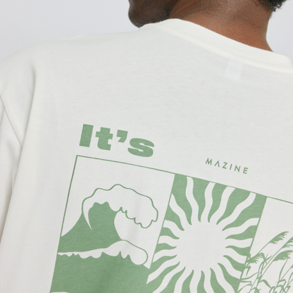 MAZINE || MENS DAY OFF BACK PRINT THEME T-SHIRT OFFWHITE