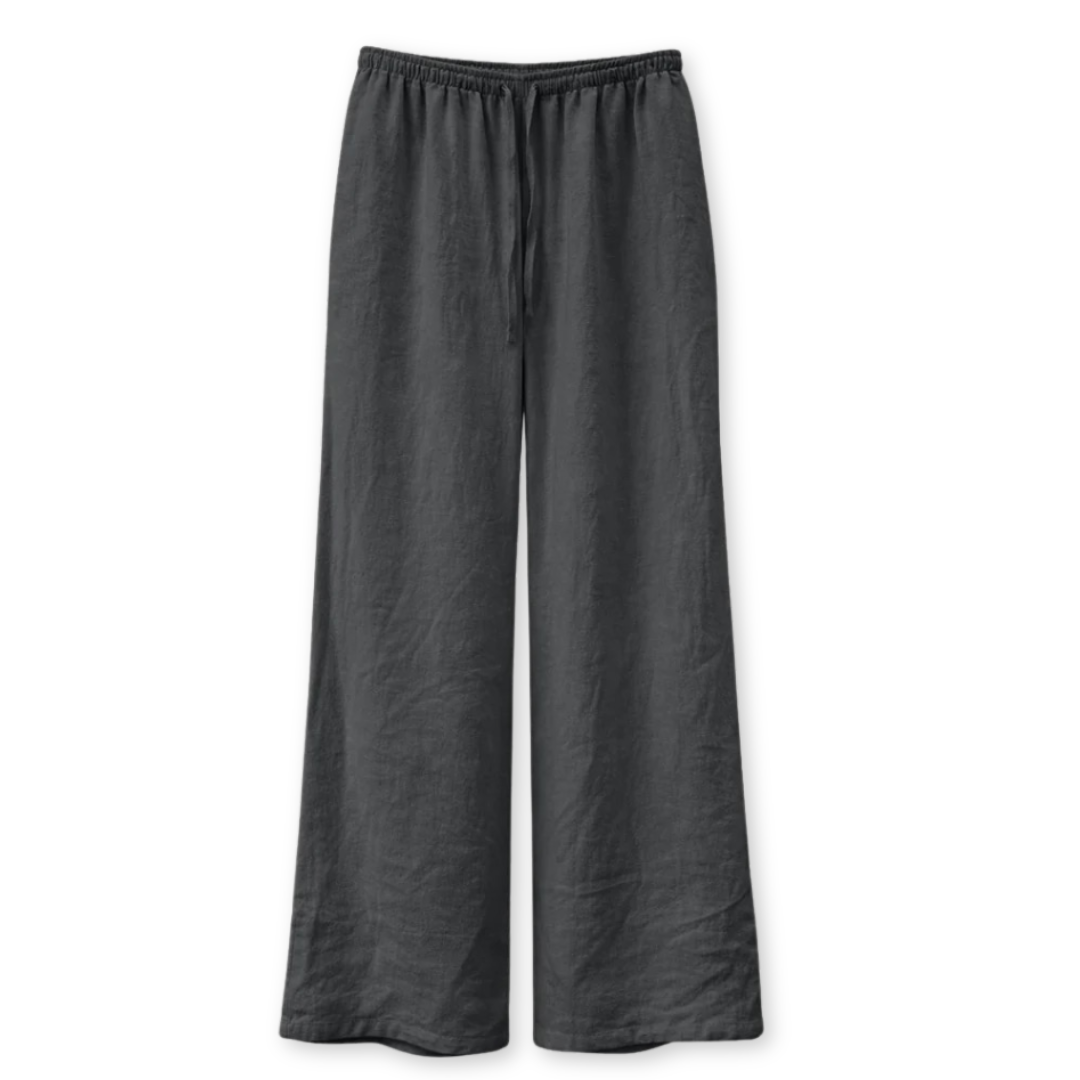 MAZINE || DRAWSTRING LINEN PANTS ANTHRA DAMEN