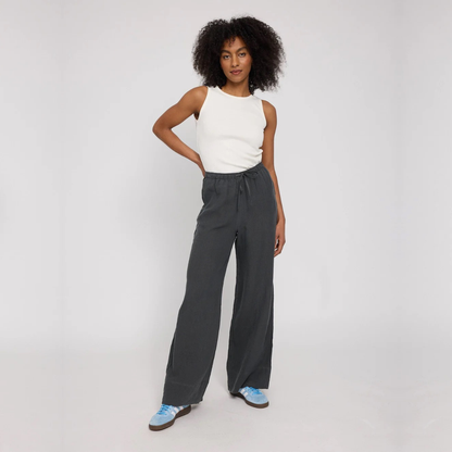 MAZINE || DRAWSTRING LINEN PANTS ANTHRA DAMEN