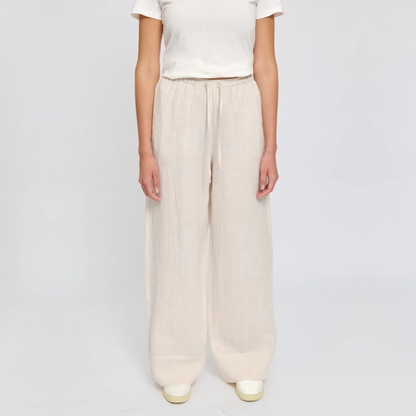 MAZINE || DRAWSTRING LINEN PANTS MOON DAMEN