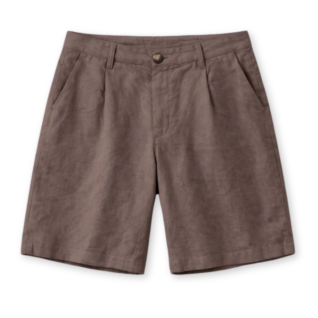 MAZINE || LINEN BERMUDA SHORT DAMEN GREY BROWN