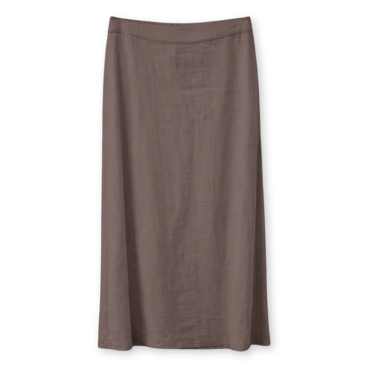 MAZINE || LINEN MIDI SKIRT GREY BROWN