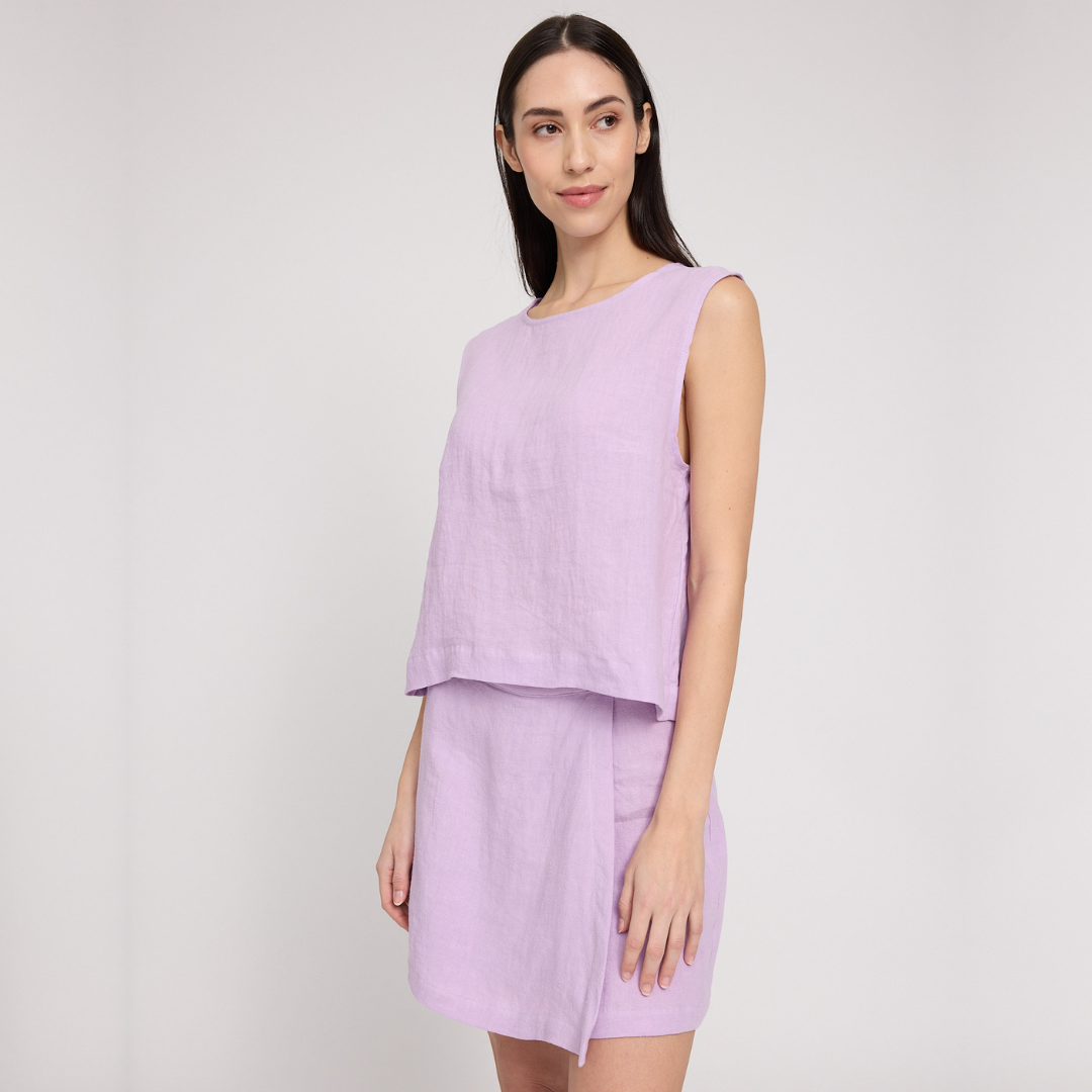 MAZINE || WOMANS LINEN TOP BRIGHT LAVENDER