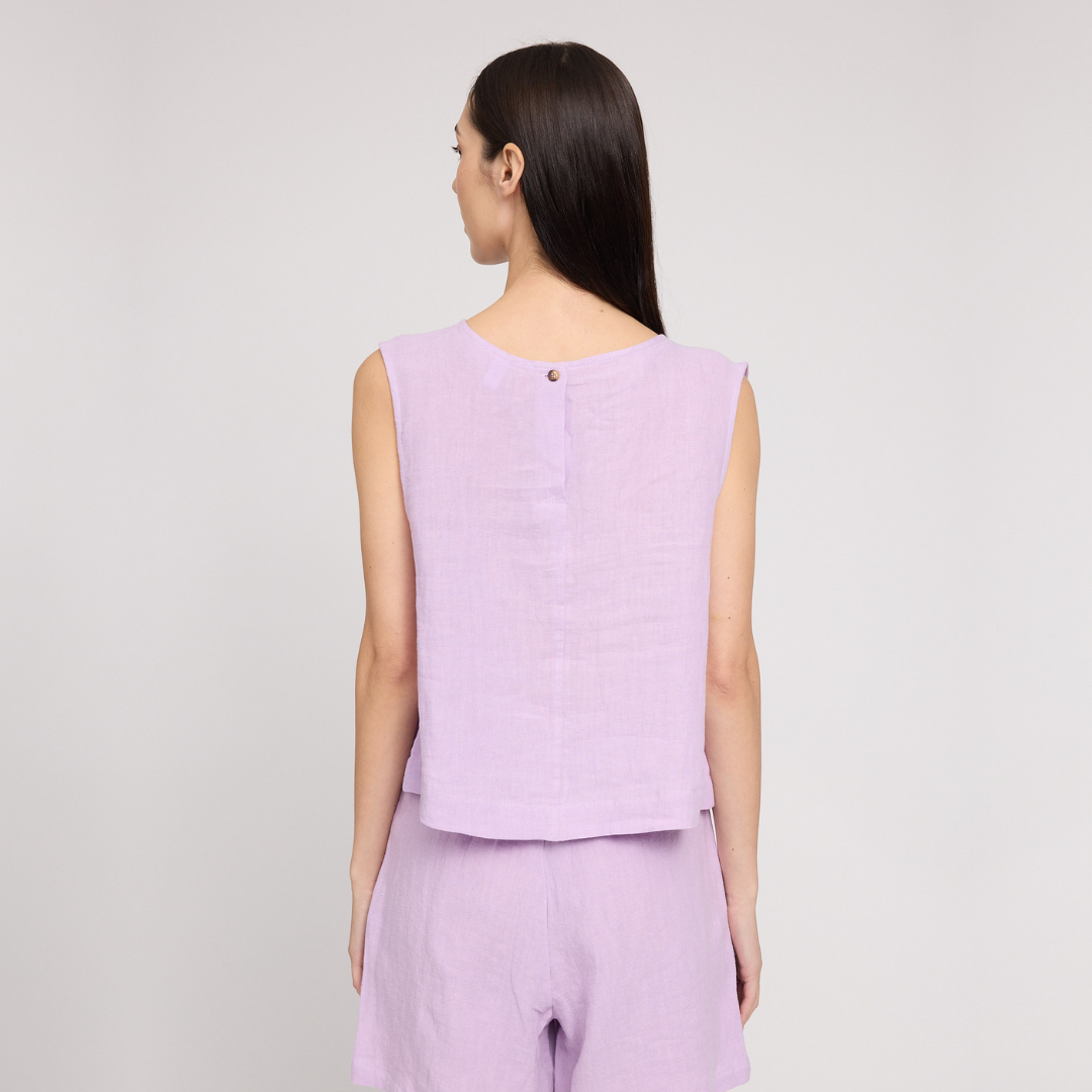 MAZINE || WOMANS LINEN TOP BRIGHT LAVENDER