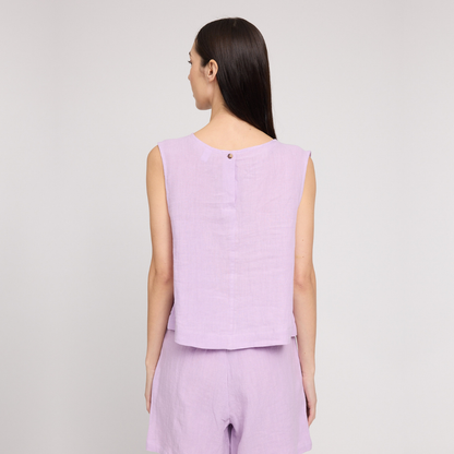 MAZINE || WOMANS LINEN TOP BRIGHT LAVENDER