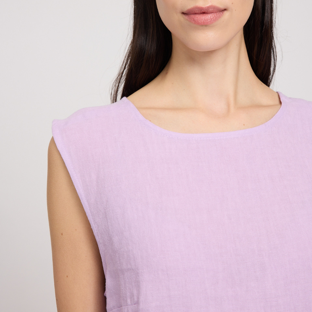 MAZINE || WOMANS LINEN TOP BRIGHT LAVENDER