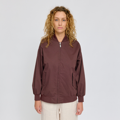 MAZINE || LOOSE FIT COTTON BOMBER DARK CHOCOLATE WOMAN